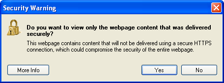 Security Warning in Internet Explorer Browsers