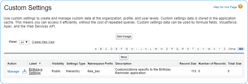 ities_bsc namespace custom settings